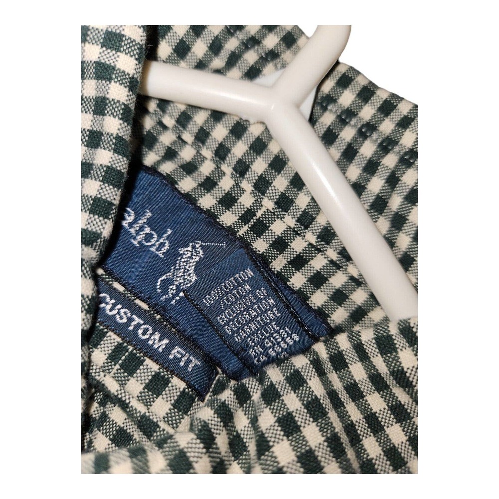 Ralph Lauren Button Down Shirt Large Men's Green Gingham Check Long Sleeve VGT - Picture 3 of 7
